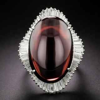 Estate Large Cabochon Garnet and Diamond Ballerina Ring - 2