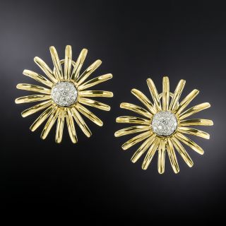 Large Diamond Daisy Earrings  - 2