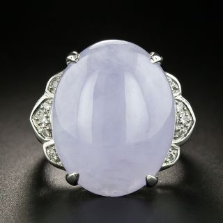 Estate Large Lavender Jade and Diamond Ring - 2