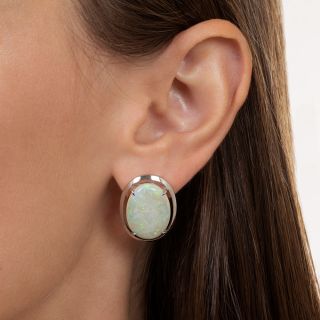 Estate Large Opal Earrings