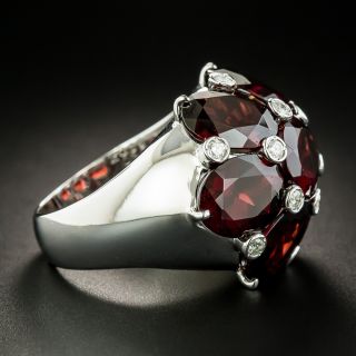 Estate Large Scale Garnet and Diamond Dome Ring