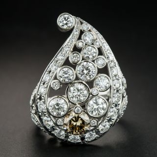 Estate Large Tear Drop Diamond Ring - 2