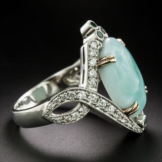 Estate Larimar, Diamond and Garnet Ring