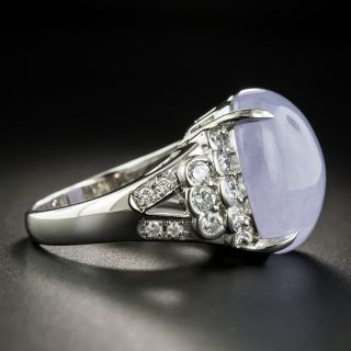 Estate Lavender Jade Cabochon and Diamond Ring