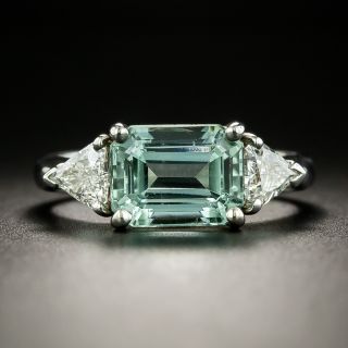 Estate Light Green Tourmaline and Diamond Ring - 2