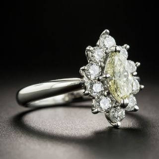 Estate Light Yellow Marquise Diamond Platinum Ring