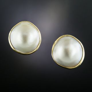 Estate Mabe Pearl Earrings - 2