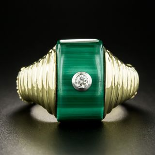 Estate Malachite and Diamond Ring - 2