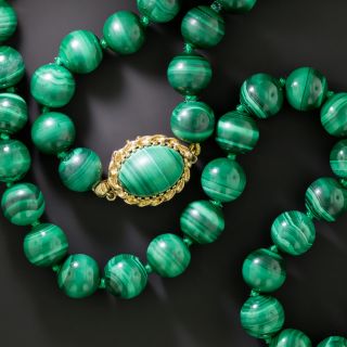 Estate Malachite Bead Necklace - 3