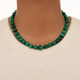 Estate Malachite Bead Necklace