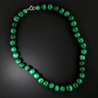 Estate Malachite Bead Necklace - 2