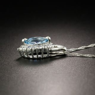 Estate Marquise Cut Aquamarine and Diamond Pendant