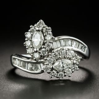 Estate Marquise-Cut Diamond Bypass Ring - 4