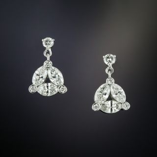 Estate Marquise Cut Diamond Drop Earrings - 2