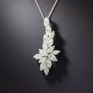 Estate Marquise-Cut Diamond Pendant Necklace  - 1