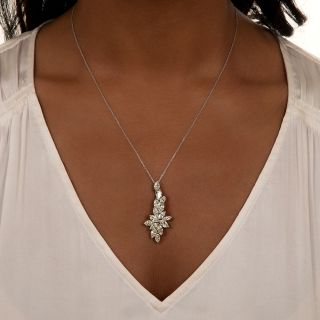 Estate Marquise-Cut Diamond Pendant Necklace 