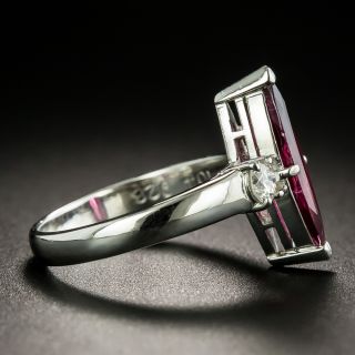 Estate Marquise-Cut Rubellite Tourmaline Platinum Diamond Ring