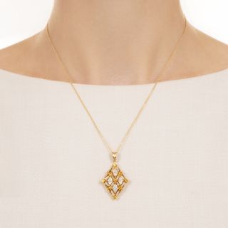 Estate Marquise Diamond Cluster Necklace