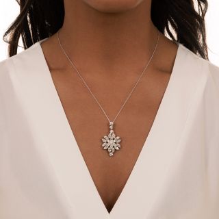 Estate Marquise Diamond Flower Pendant