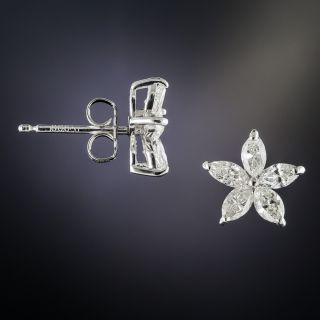 Estate Marquise Diamond Platinum Flower Earrings