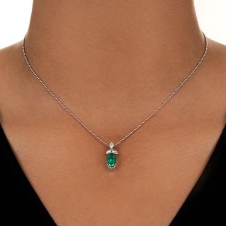 Estate Marquise Emerald and Diamond Pendant - GIA F1