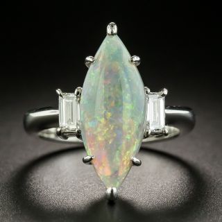 Estate Marquise Opal and Diamond Ring - 2