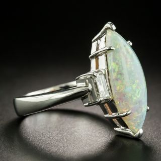 Estate Marquise Opal and Diamond Ring