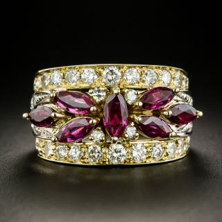 Estate Marquise Ruby and Diamond Band Ring - 2