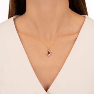 Estate Marquise Ruby and Diamond Pendant
