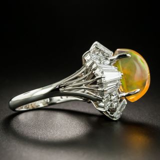 Estate Mexican Fire Opal and Diamond Ring