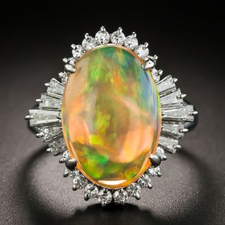 Estate Mexican Opal and Diamond Ring  - 1