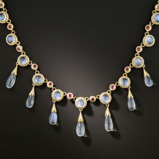 Estate Moonstone and Ruby Necklace - 3
