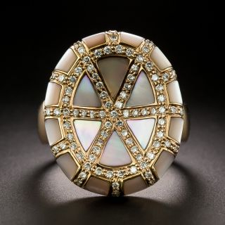 Estate Mother-Of-Pearl and Diamond Ring - 3