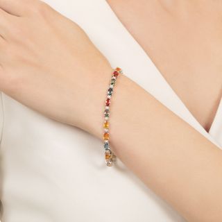 Estate Multi-Colored Sapphire And Diamond Bracelet