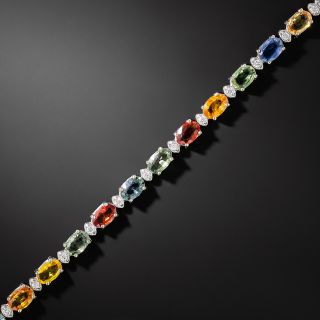 Estate Multi-Colored Sapphire And Diamond Bracelet - 3