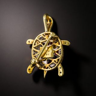 Estate Multi-Gem and Diamond Turtle Brooch