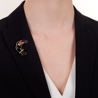 Estate Multi-Gem Toucan Brooch
