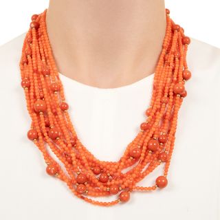 Estate Multi-Strand Coral Necklace