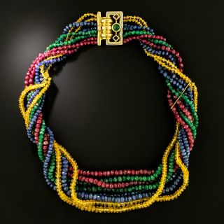 Estate Multistrand Multi-Gemstone Bead Necklace, Italian - 2