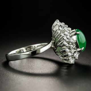 Estate Natural Burmese Jade and Diamond Cocktail Ring