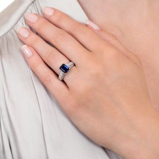 Estate No-Heat 2.00 Carat Emerald-Cut Sapphire and Diamond Ring