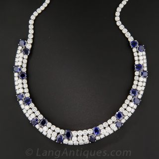 Estate No-Heat Sapphire and Diamond Necklace - 2