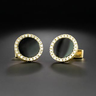 Estate Onyx and Diamond Cufflinks and Stud Set