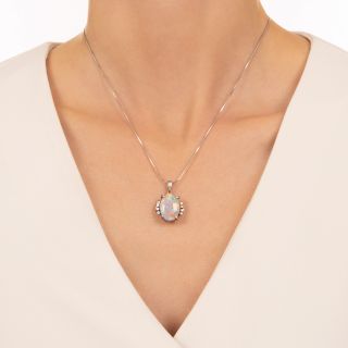 Estate Opal and Diamond Drop Pendant