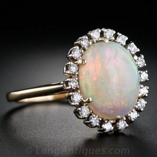 Estate Opal and Diamond Halo Ring