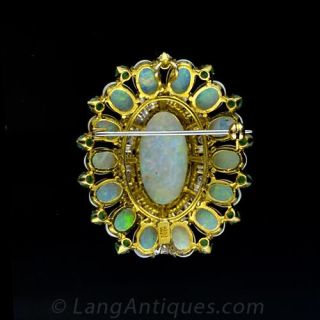 Estate Opal and Emerald Brooch / Pendant