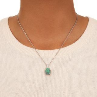 Estate Opal Diamond Platinum Pendant