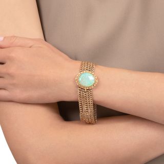 Estate Opal Multistrand Gold Chain Bracelet