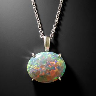 Estate Opal Solitaire Pendant - 4
