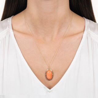 Estate Oval Coral Pendant